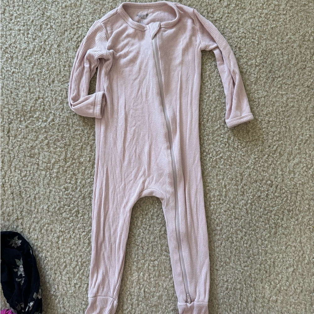 Kyte BABY Pink Ribbed Footie Blush 2T